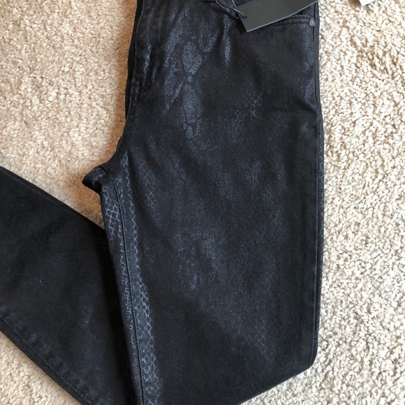 Kut From The Kloth Mia high rise coated snake 4 black jeans denim zip up - Picture 4 of 11